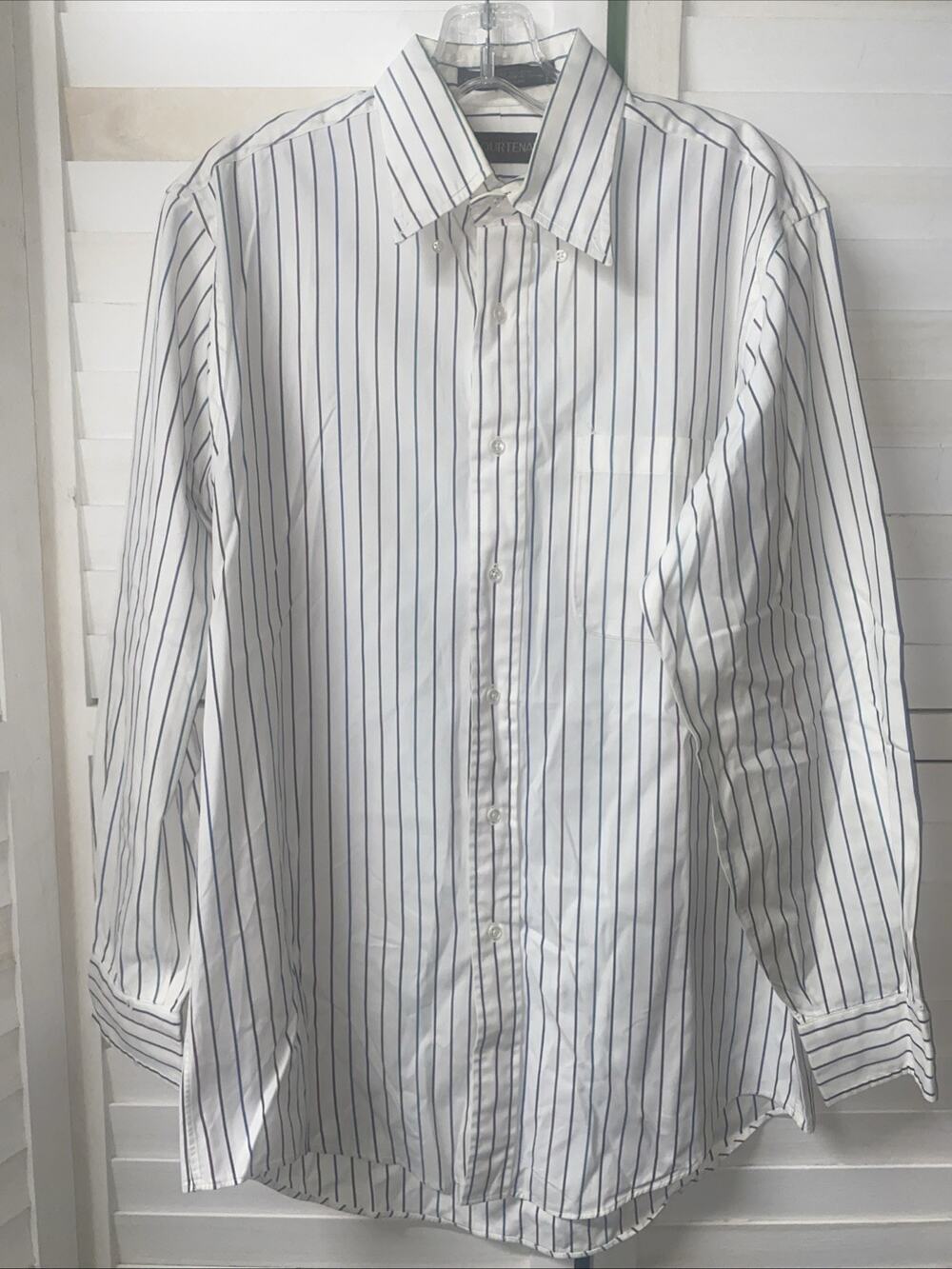 80s Courtenay 15.5 32/33 Striped Oxford Style Cotton Button Down Shirt L/S